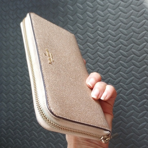 Kate Spade Gold Glitter Continental Zip Around Wallet - Picture 6 of 11